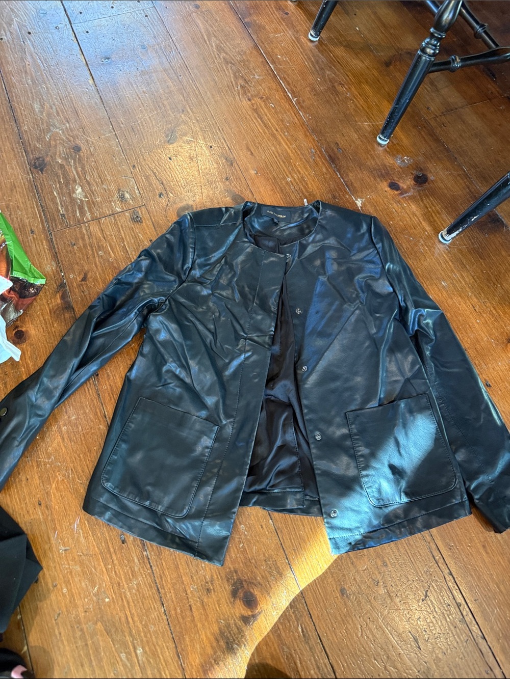 Kobi Halperin Black Faux Leather Snap Jacket